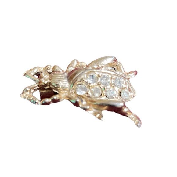 Diamanté Gold tone beetle brooch - Picture 4 of 10